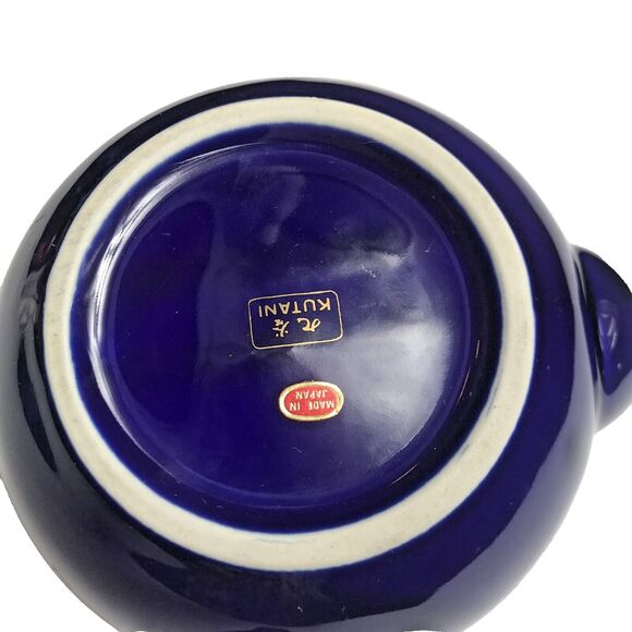 Vintage KUTANI JAPANESE TEA SET Cobalt Blue Porcelain Flower Cart Gold Leaf Trim - Picture 10 of 15